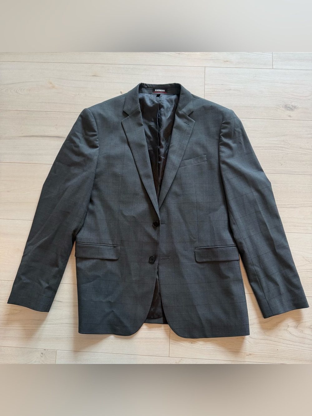 Express Men's Dark Gray Two-Button Suit Blazer
